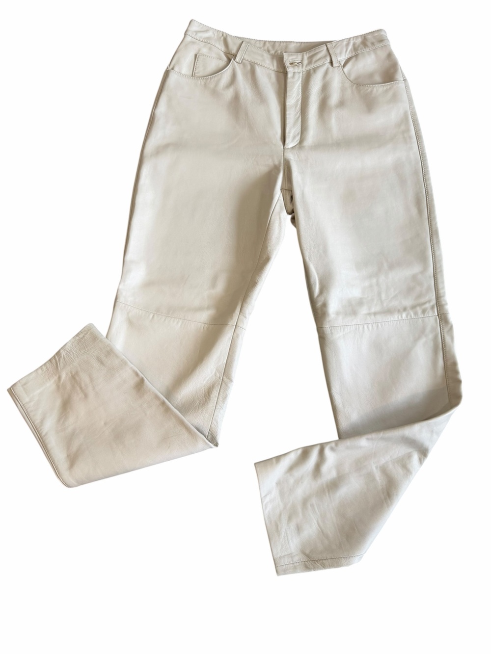 Dana Buchman Genuine Leather Cream Straight Leg Pants Size 10